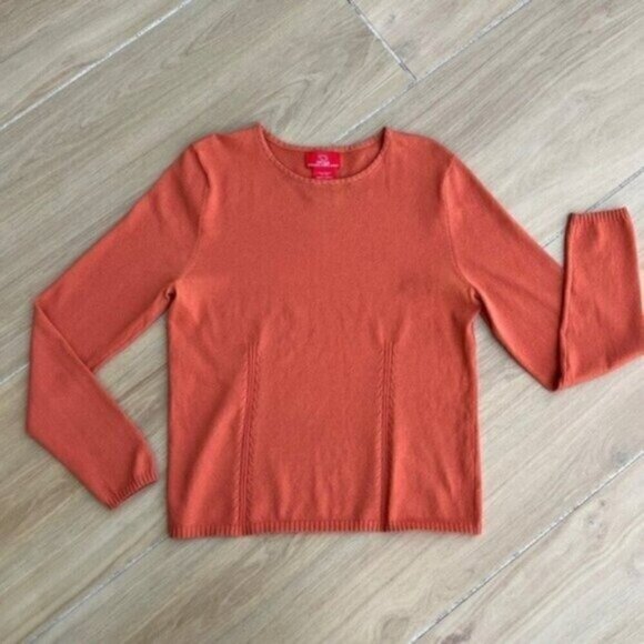 Oscar De La Renta Vintage Pullover Sweater Size Medium Burnt Orange Long Sleeves - Picture 5 of 16